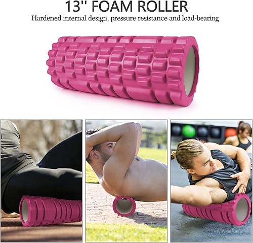 Miniatura 2 de JOYENERGY Juego de rodillos de espuma 5 en 1, rodillo de espuma de punto gatillo, barra de masaje, bola de masaje, correa de estiramiento para