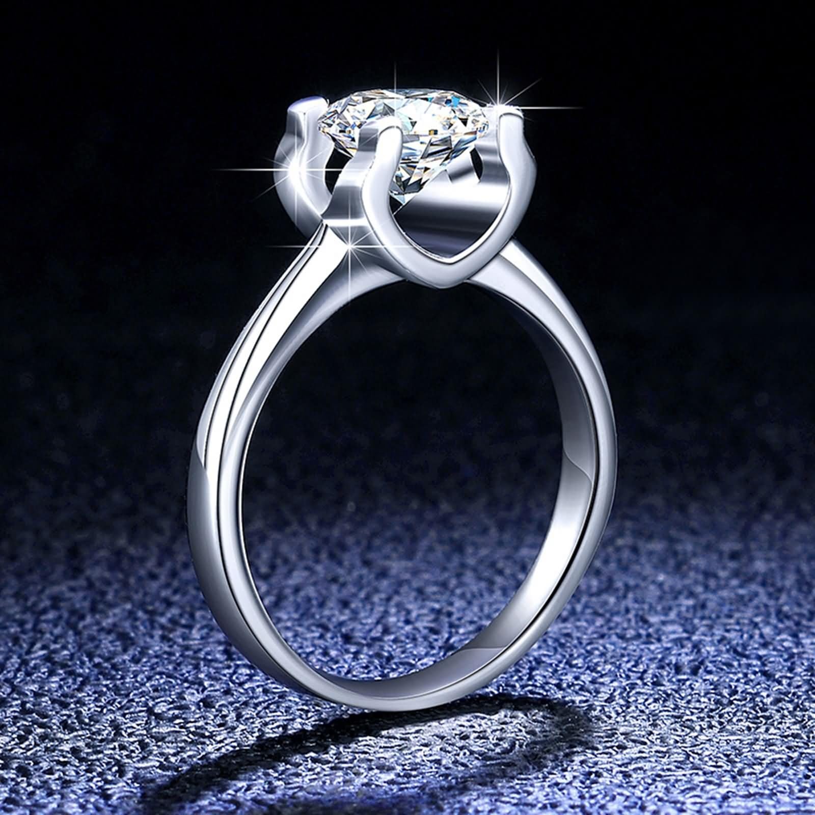 Anillos de boda de oro blanco, alianzas de oro auténtico, anillo de compromiso solitario con 1 ct Moissanite Bandring para mujer