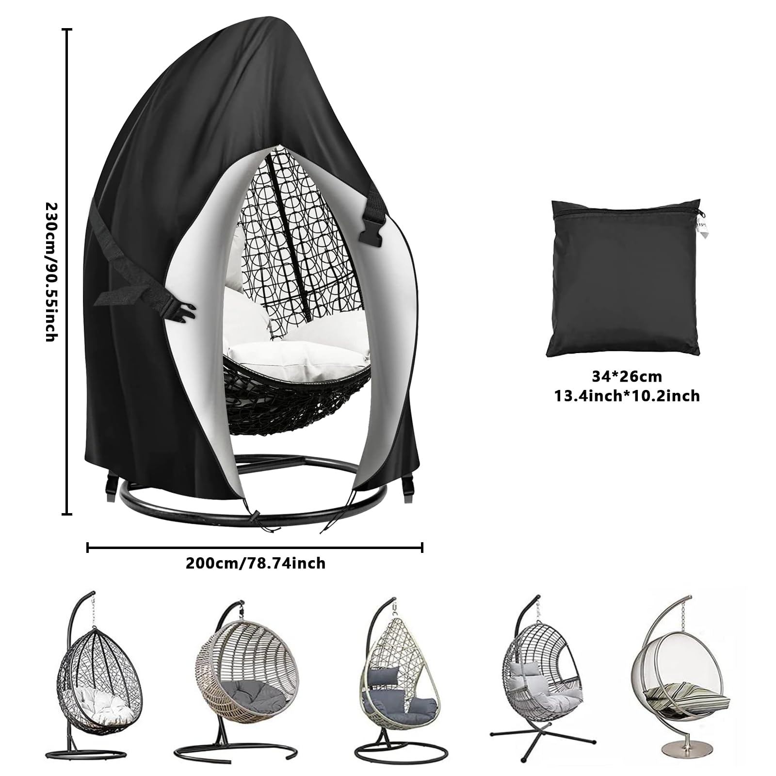 Emwel 230x200cm Double Egg Chair Cover Waterproof - Image 2