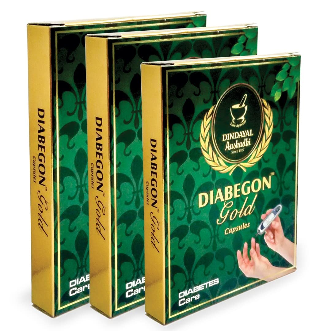 Dindayal Aushadhi - Diabegon Capsule Diabetic Care (Gold) - | Ayurvedic Diabetes Medicine - Sugar Medicine | Extracts with Bahera, Haritki, Amlaki, Pippali, Sunthi etc.| (Pack of 3 (30 Cap)) (B0BT7VMK3G) Amazon Price History, Amazon Price Tracker