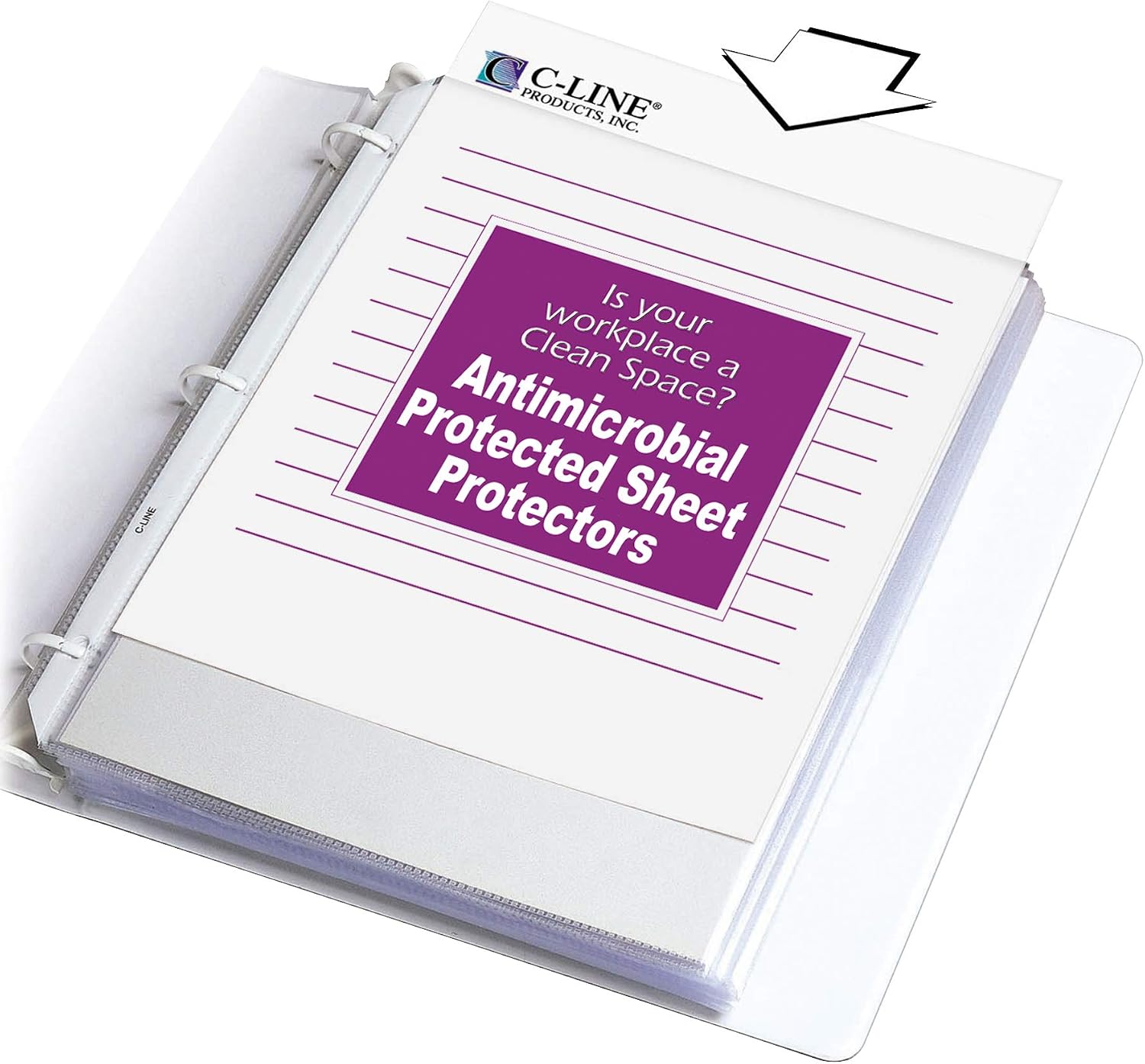 C-Line Clear Top-Loading Heavyweight Antimicrobial Poly Sheet Protectors, 8.5 x 11 Inches, 100 per Box (62033)