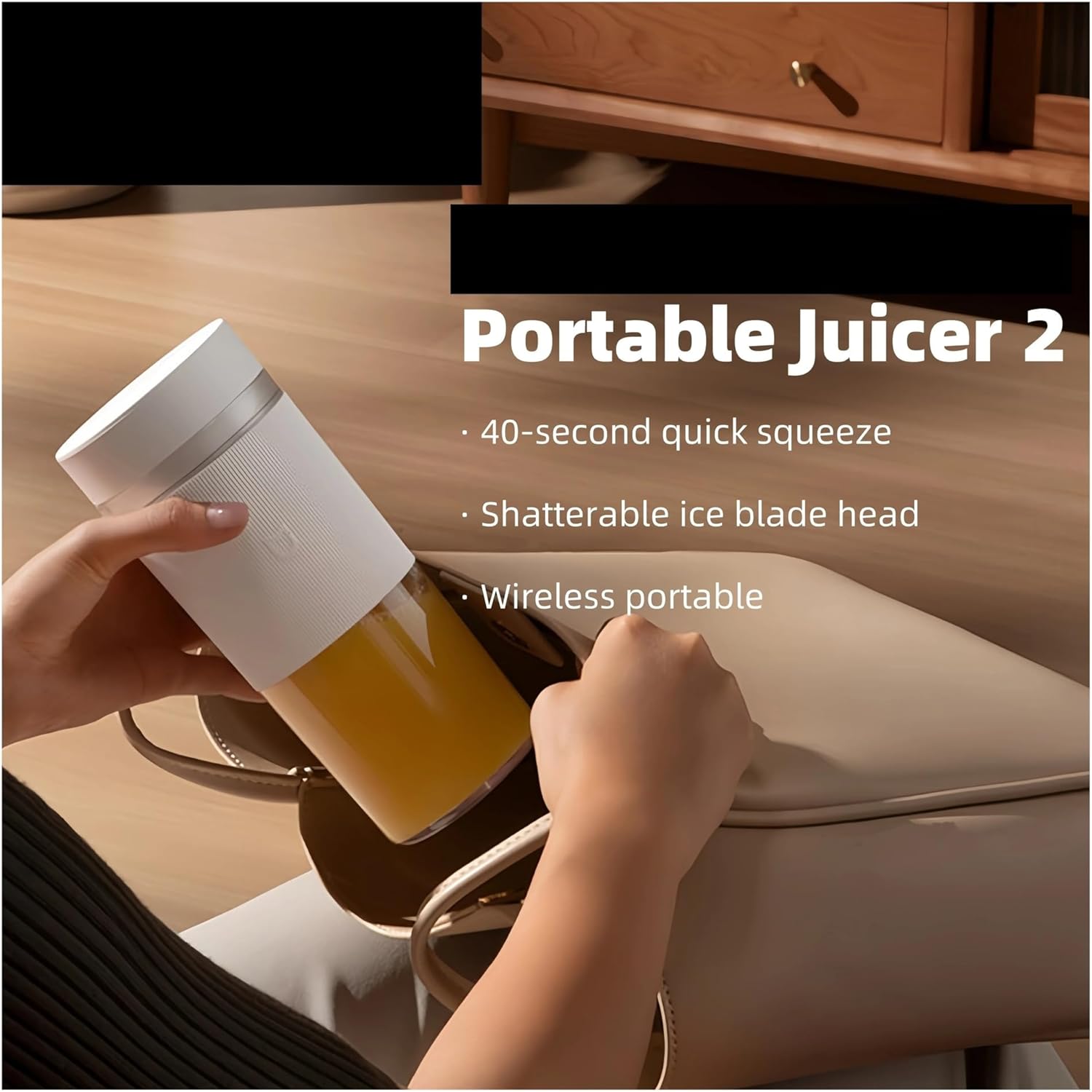 Portable Juicer Mixer with 2 Cups, Electric Blender for Fruits Vegetables, Quick Crushed Ice Juicer, Kitchen Food Processor for Home Travel(White 2 Pcs)