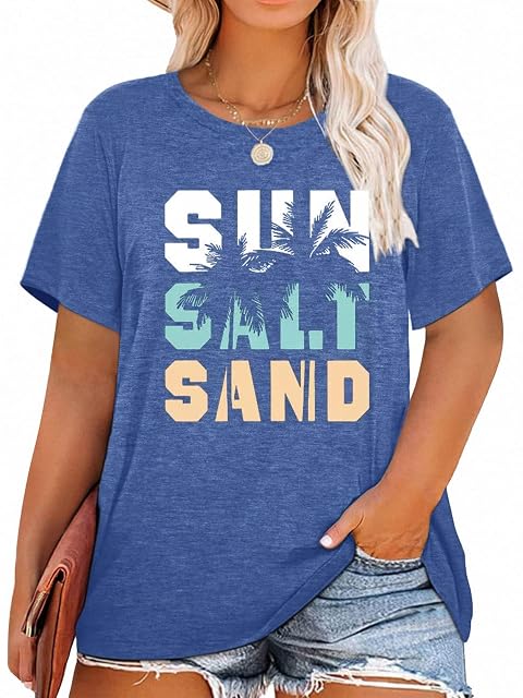HDLTE HDLTE Plus Size T Shirts for Women Graphic Tees Short Sleeve Beach Top