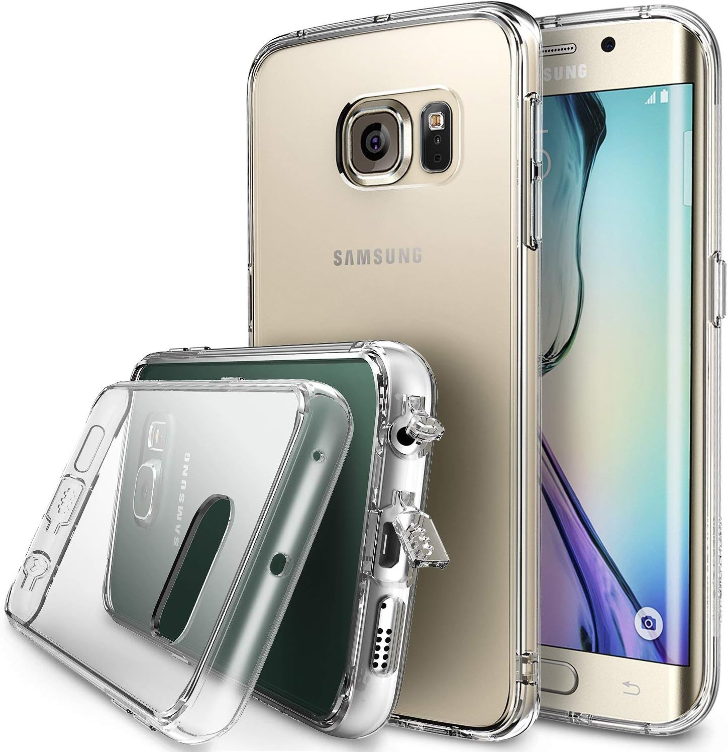 Ringke Fusion Compatible with Galaxy S6 Edge Case Brilliant Crystal Clear Transparent Hybrid Fortified PC Back Supple Silicone Bumper Impact Resistant for Galaxy S6 Edge - Clear