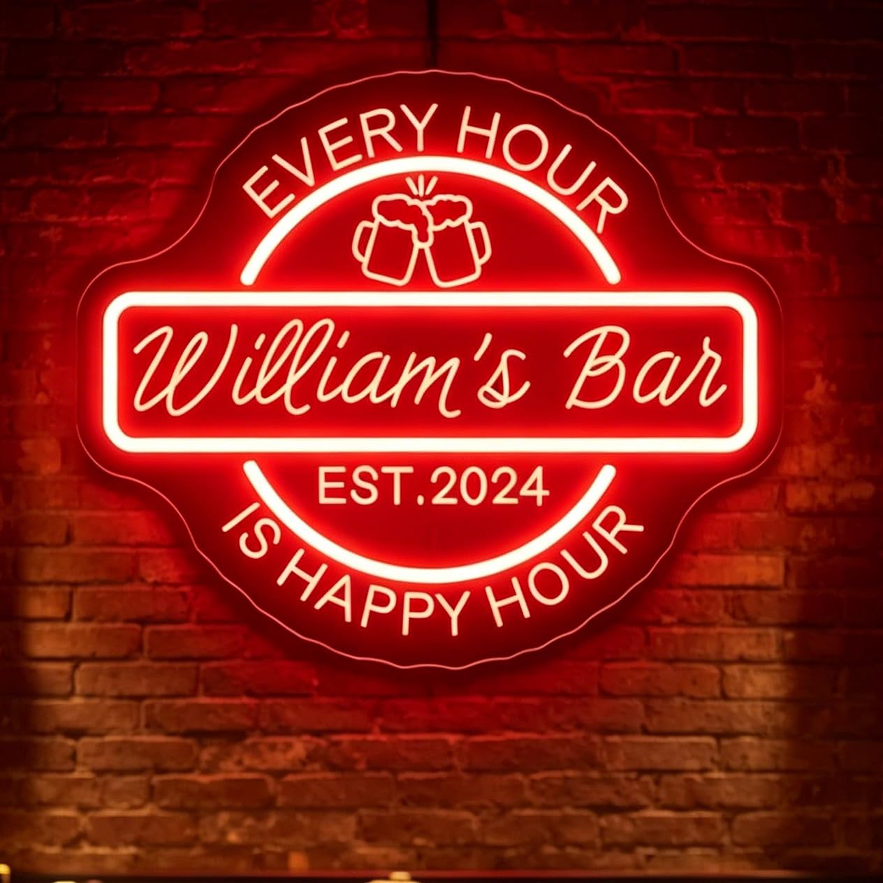 Custom Bar Neon Sign 3D Engraved Home Bar LED Light Wall Decor Customized Bar Name Light Sign for Beer Whiskey Cocktail Pub Man Cave Personalized Gifts For Him