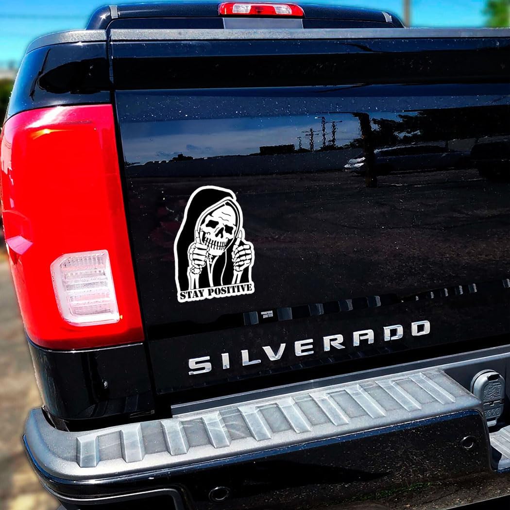 Stay Positive Skull Sign Sticker Vinyl Decal for Walls, Doors, Cars, Trucks, Motorcycles, Boats & Laptops Printed 5x3.6 in AG-25124 - Image 7