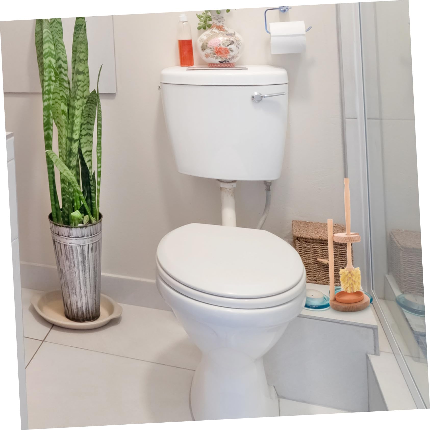 Escobilla de Baño con Soporte de y Mango Ergonómico Cepillo para Limpieza de Inodoros Accesorios Baño para Hoteles y Oficinas