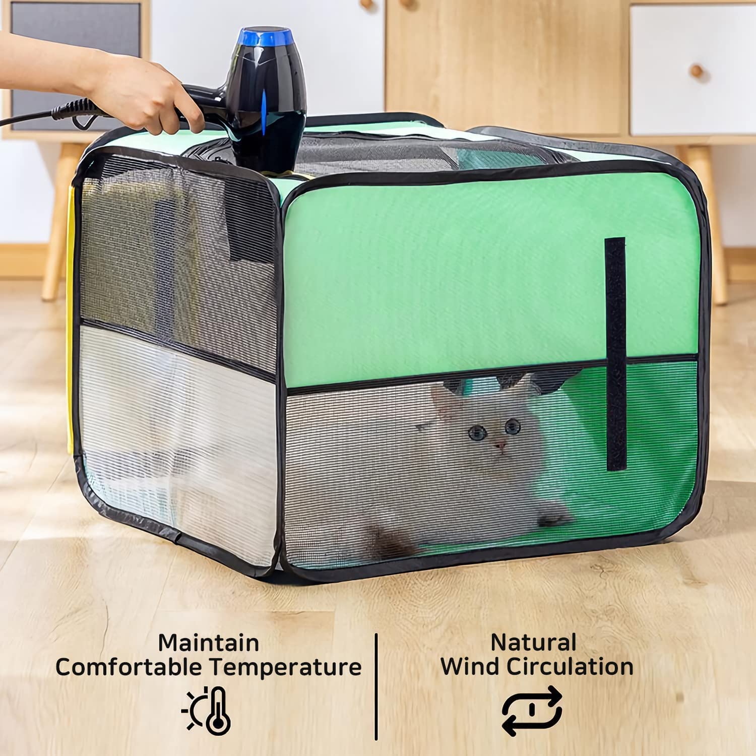 Caja De Secado para Mascotas, Portátil, Plegable, para Mascotas, Secador De Pelo para Mascotas, Aseo Limpio, Secador De Casa, Jaula para Perros Y Gatos, Caja De Secado, Bolsa De Viaje De Lado Suave
