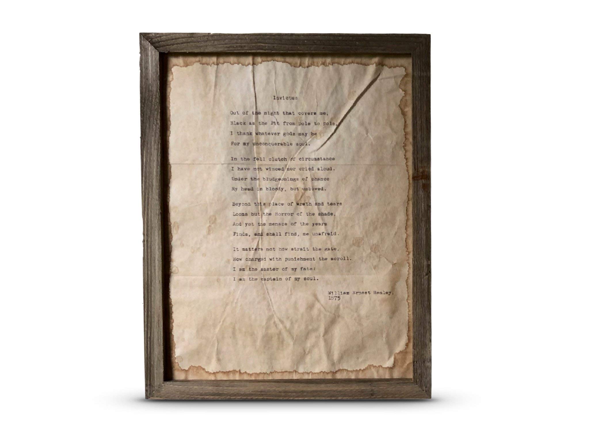 Invictus Poem Print | William Ernest Henley | Wall Art | Handmade | Framed or Unframed