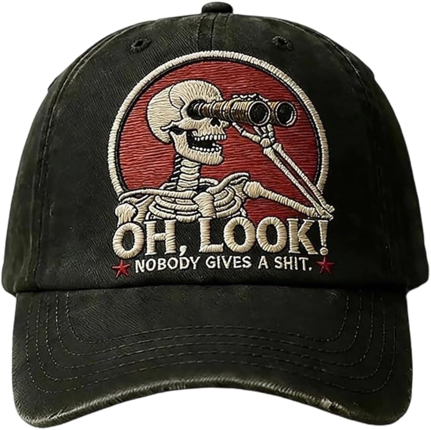 XIUNYIE Oh Look Nobody Gives A Sh T Skeleton Scout Cap Vintage Printed Sarcasm Style Adjustable Unisex Baseball Hat, #F