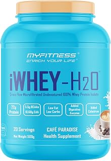 Myfitness Whey Protein Isolate 500g | iWhey H2O | 88% Protein Per Serving | Added Colostrum | Added Digestive Enzymes | Wh Price In India