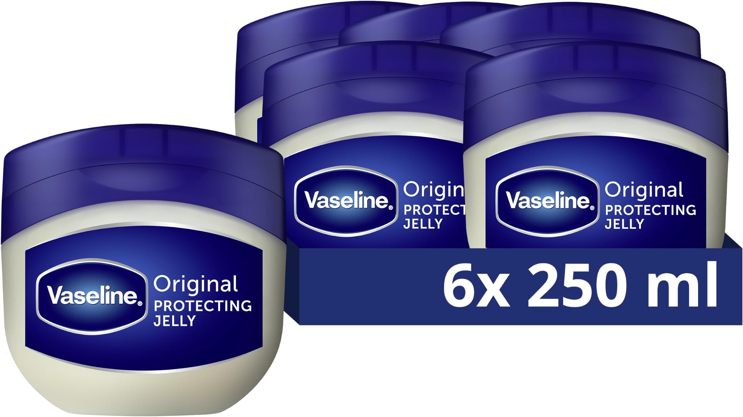 Original Petroleum Jelly moistruiser skin care for cracked, dry skin and eczema relief 6x 250 ml