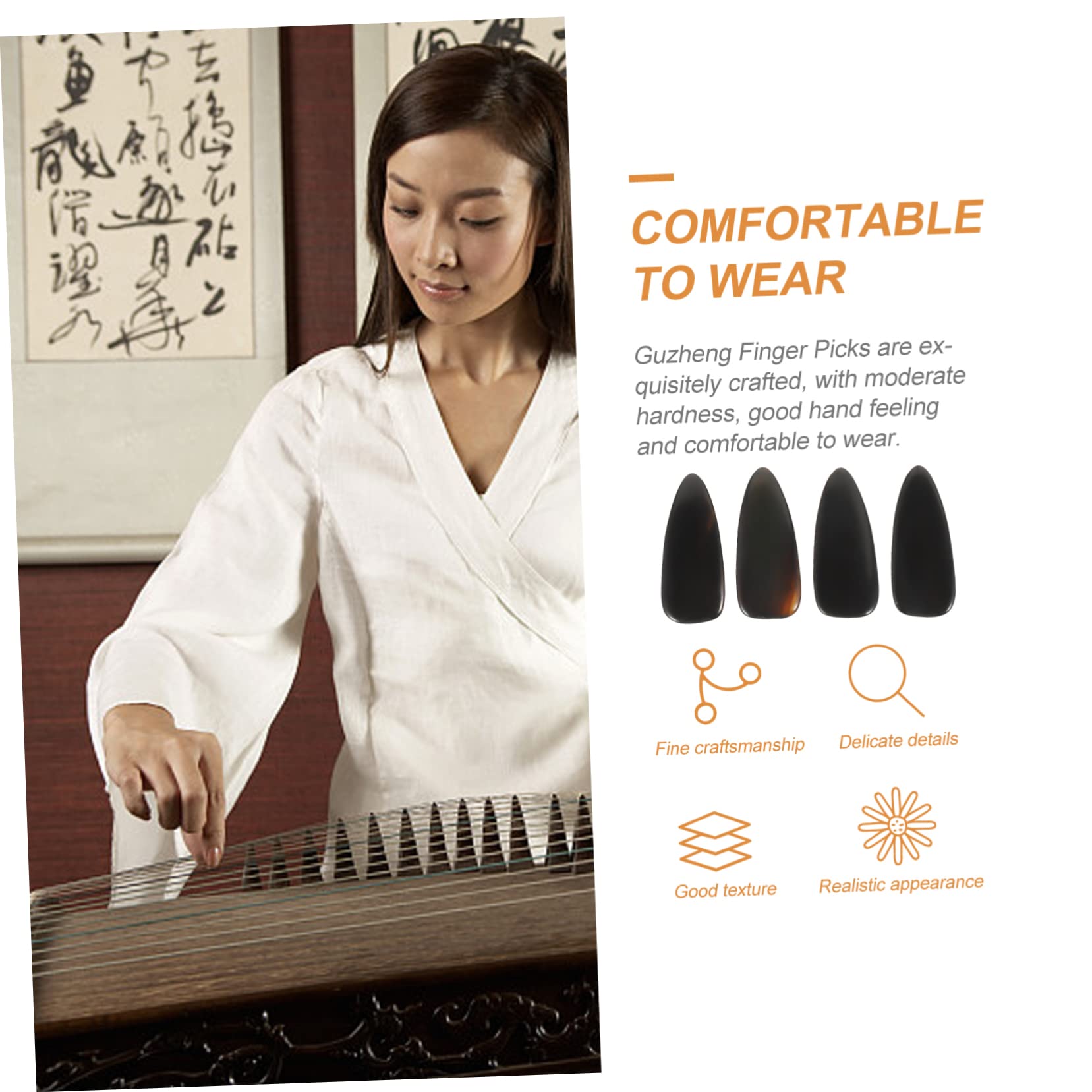 8 Stück Guzheng Finger Picks Aus Horn Für Erwachsene Übungsnägel Guzheng Plectrum Zubehör Leicht Tragbar Zum Schutz Der Finger Und Für Musikinstrumente