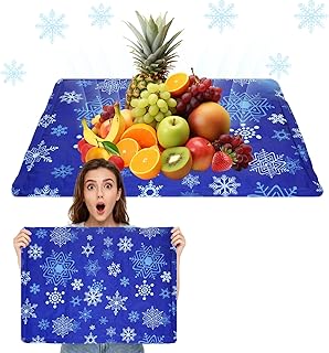 2 Pcs Reusable Freezable Ice Mat,Chilled Serving Tray for Party,Keep Party Food Cold Buffet Table Flat Ice Packs,Charcuterie Cooler Cooling Trays for Food, Cheese 19.69 X 15.75 Inches (Dark Blue)