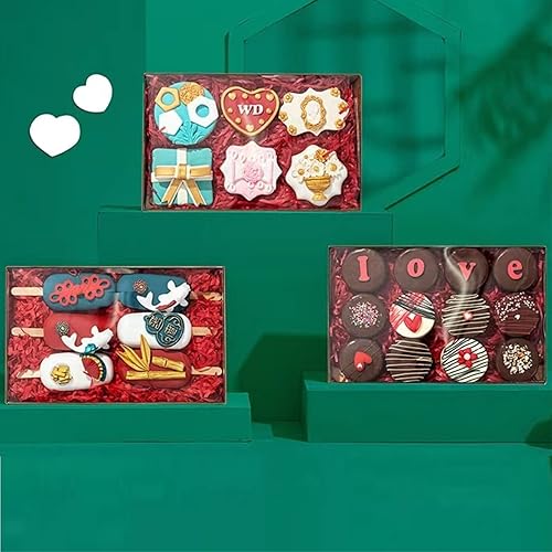 Miniatura 4 de RomanticBaking Paquete de 24 Cajas de Galletas de 9 12" x 6" x 1 14" en Oro Cajas de Macarrón para 12 Cajas de Panadería Transparentes Cajas de