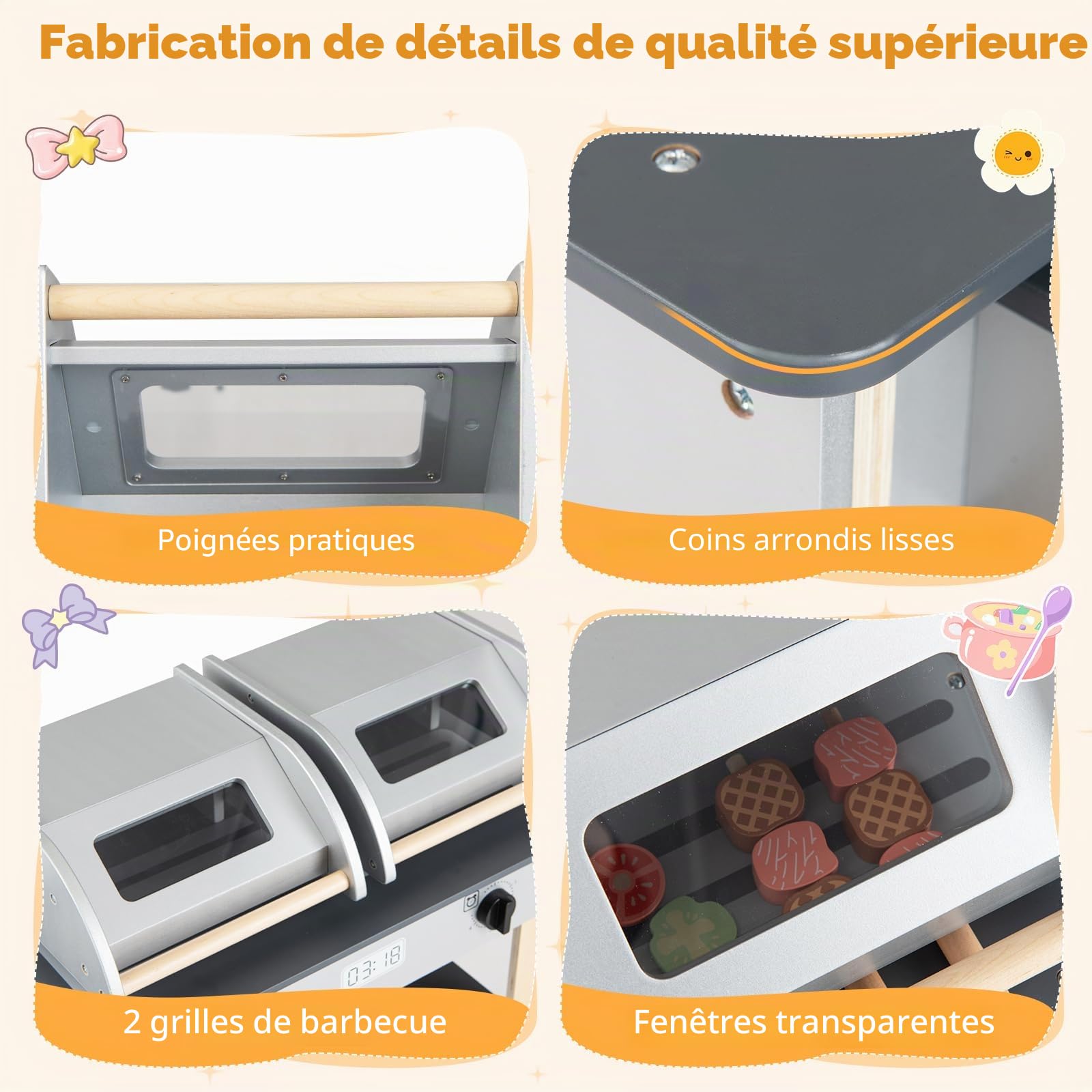FANTASK Barbecue pour Enfant, Barbecue avec Couverts et Aliments de Jeu, Cuisine boueuse avec 2 barbecues et couvercles à Rabat, kit de Cuisine d'extérieur pour Enfants à partir de 3 Ans