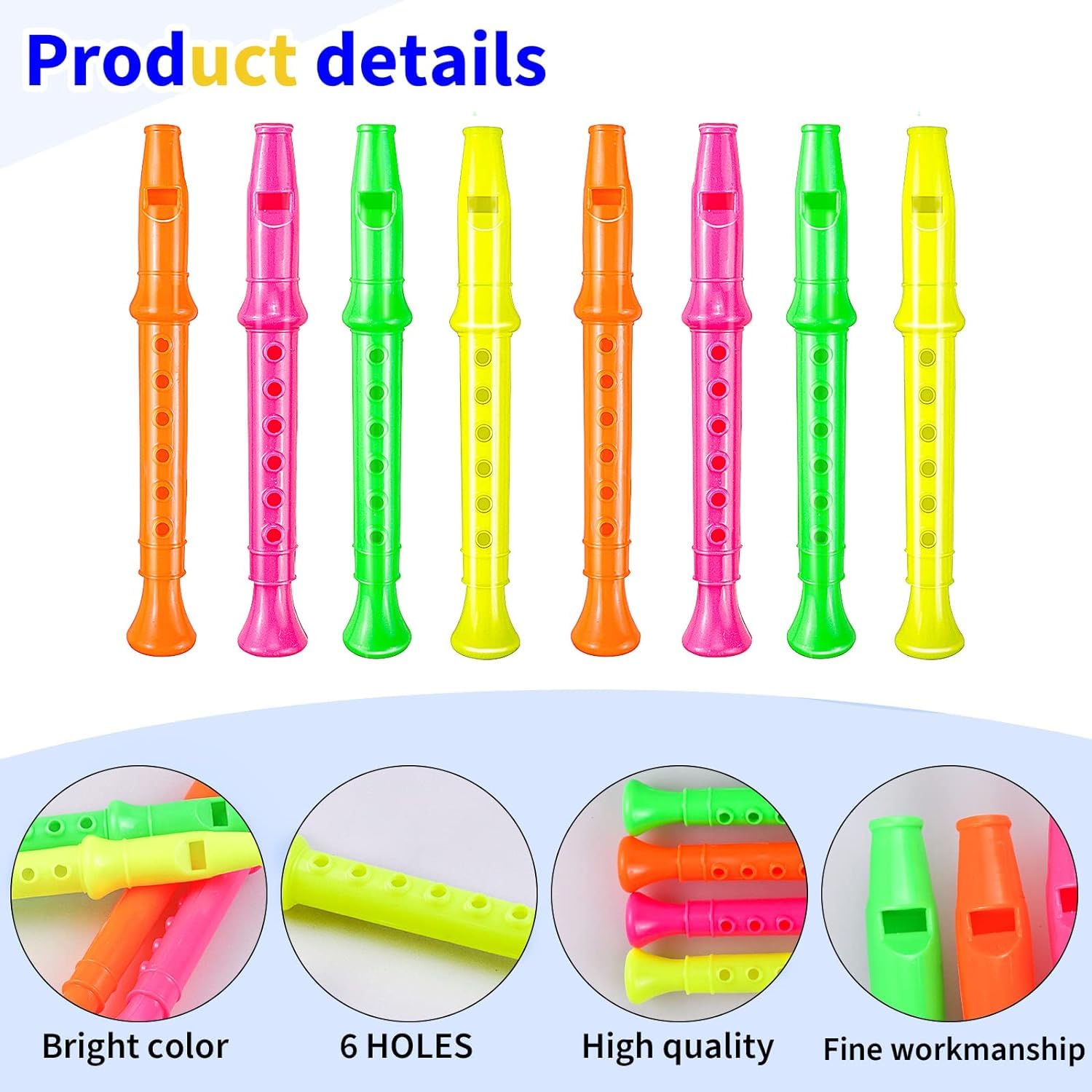 24 Piezas Instrumento para Flauta Dulce para Niños, Flautas de Plástico 6 Orificios, Flauta Musical, Instrumentos Musicales, Juguete para Fiesta Música, Favores Fiesta para Niños, Regalo Rellenos Bols
