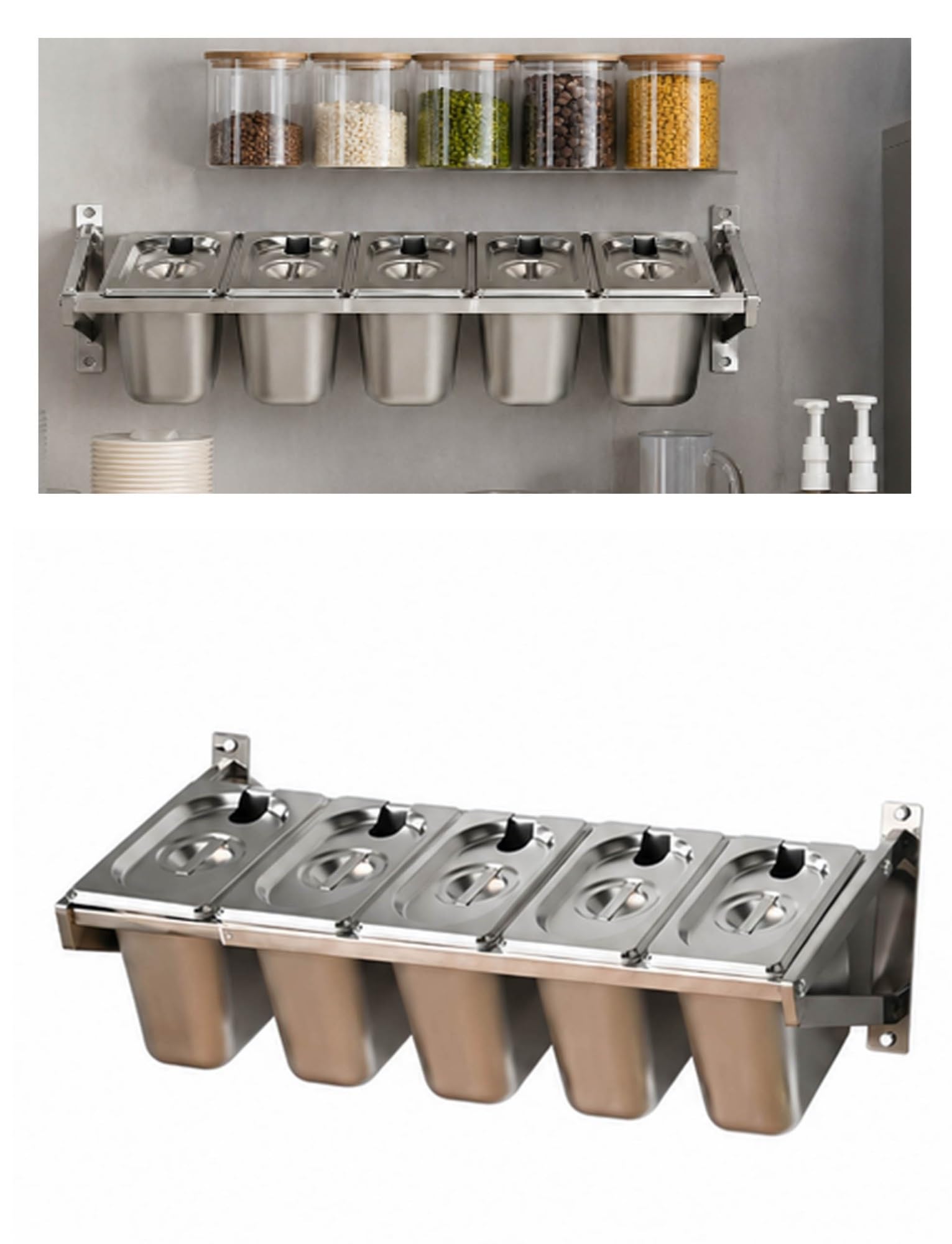 Organisateur de garniture pour buffet inox 7 grilles étagère condiments bar à salade murale