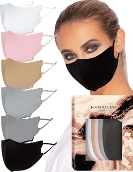 KARIZMA Face Wardrobe Cloth Face Mask for Adults Pack. 6 Soft Masks Washable Fabric with Adjustable Ear Loops. Neutral Pack. Fabric Face Masks 6 Pieces