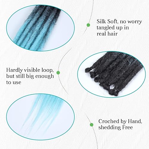 Miniatura 4 de Extensiones de rastas, extensiones de rastas sintéticas, 16 pulgadas, estilo hippie, rastas, 10 hebras, trenza de un solo extremo en extensiones de