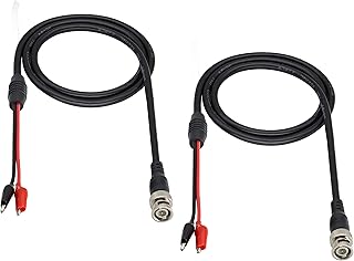 BNC to Alligator Clips Cable BNC Double Alligator Clip Test Cable Coaxial BNC Male Q9 to 2 Alligator Test Clip Leadfor Oscilloscope/Signal Generators/Video Surveillance [2pack-1M/3.3Ft]