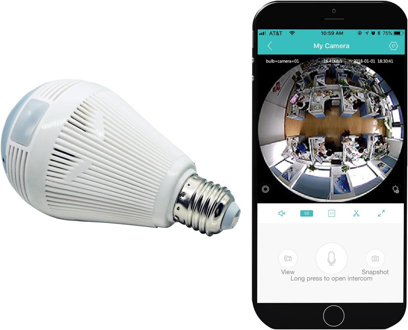 Taber Wireless Camera 1080P HD 360° Panoramic Security Fisheye Network IP Camera