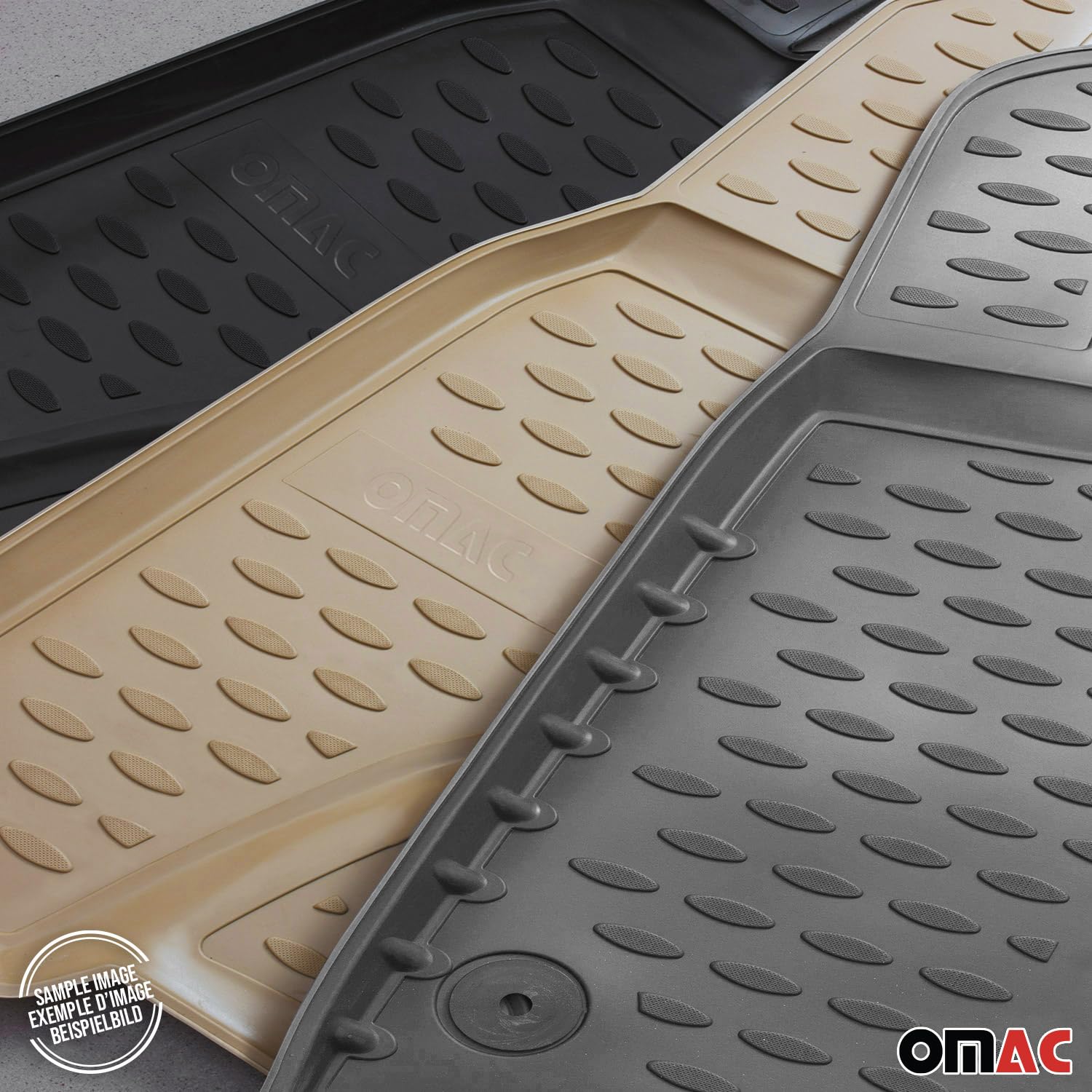 OMAC Tappetini in Gomma Tappetini Compatibili con BMW 3er F30 F31 2012-2018 TPE Matten Beige 4X