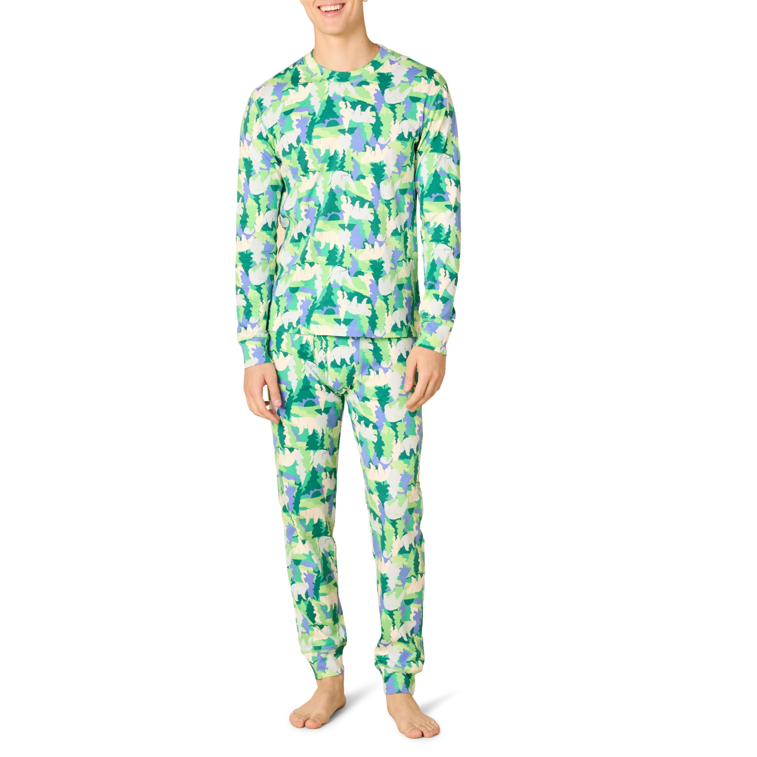 Amazon Essentials Men's Knit Pajama Set, Holiday Bear, X-Large