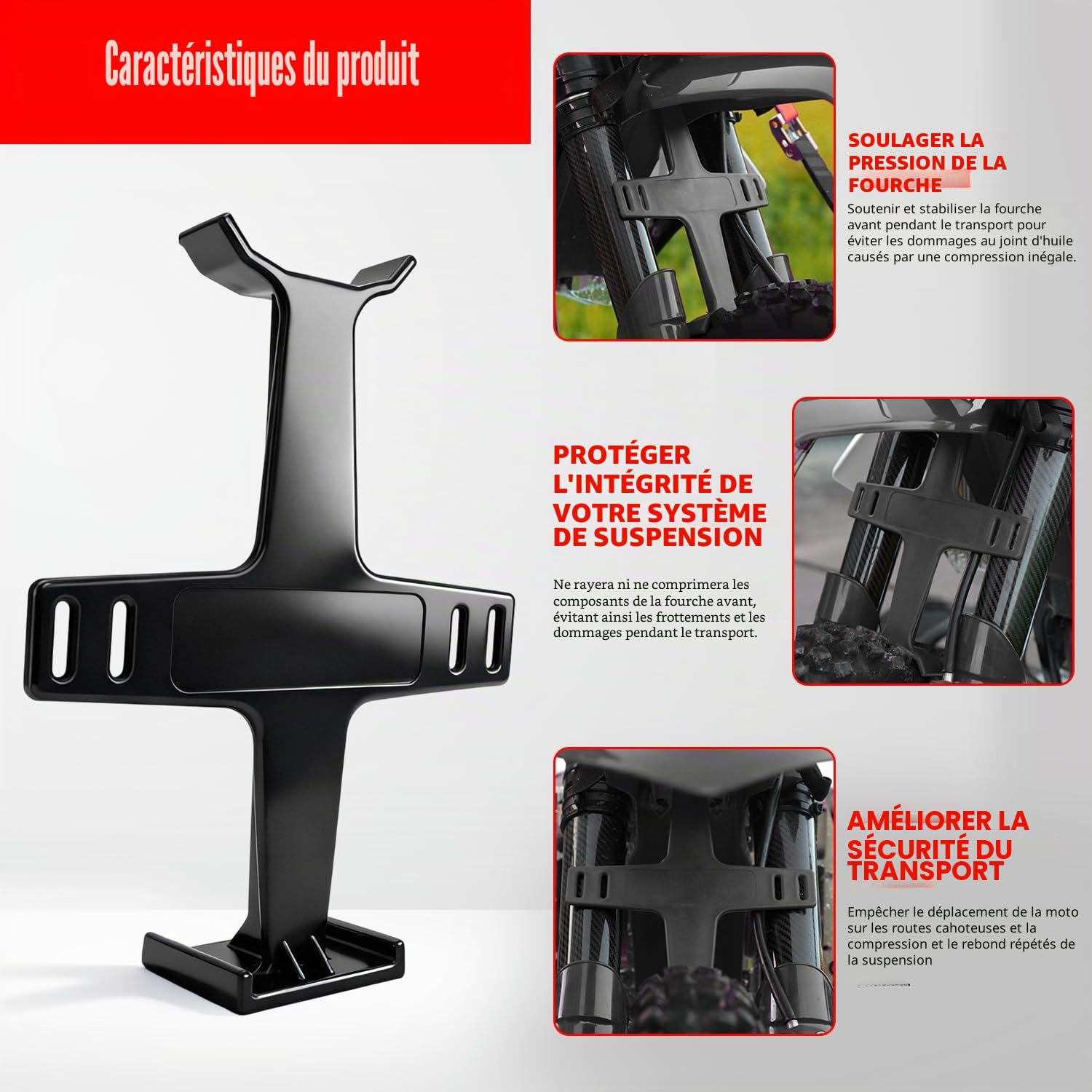 Bloque Fourche Moto Cross, Support Fourche Avant Moto,Bloque Fourche Transport Moto,Support Suspension Protection Fourche pour Motocross Supermoto Enduro Pit Bike-Noir