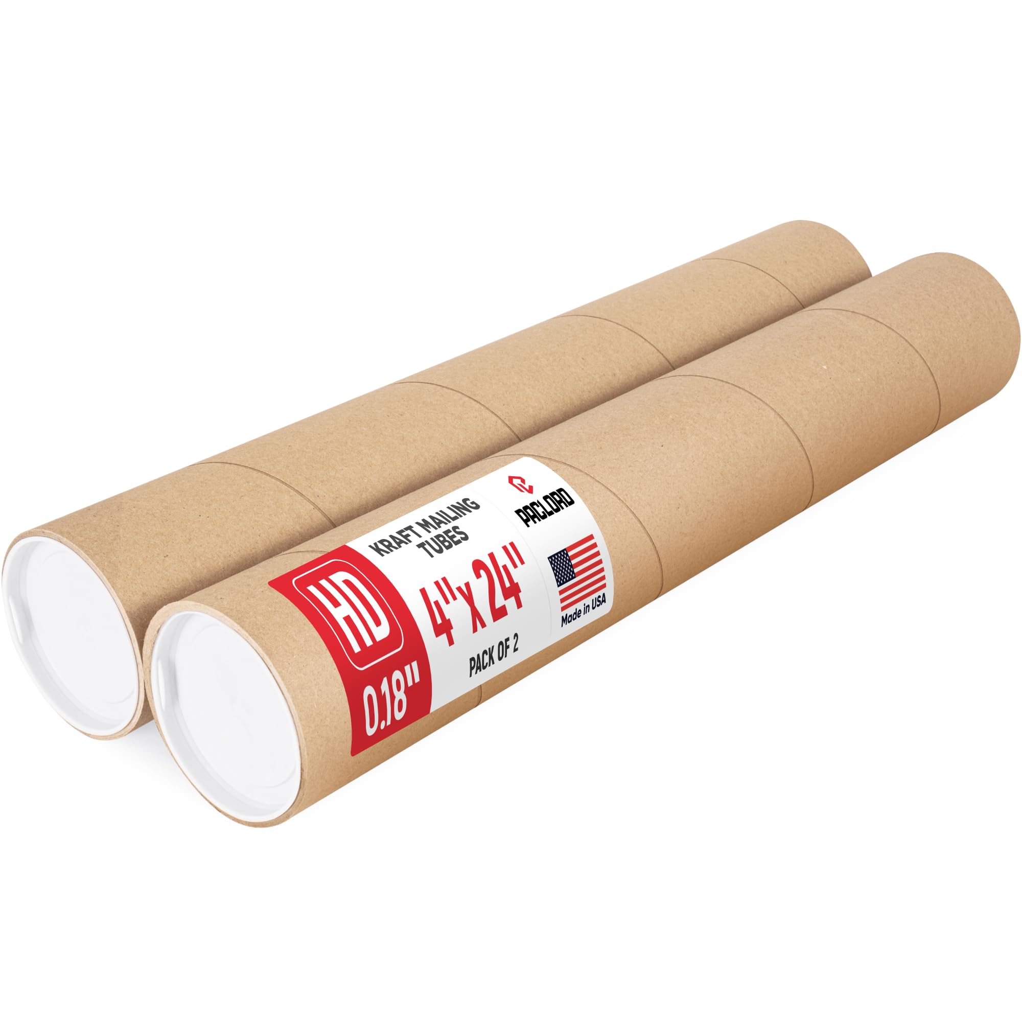 10,2 x 61 cm robuste, verstärkte Versandrolle aus Karton, Packung mit 2 Röhren mit 4 Kappen, sichere USPS-genehmigt, ideal für den Versand und die Aufbewahrung von Drucken, Kunstwerken