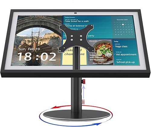 Miniatura 8 de Soporte para Echo Show 15 (1ª, 2ª generación), Echo Show 21 con diseño giratorio e inclinable, ajustes de altura de 4 niveles, soporte de montaje de