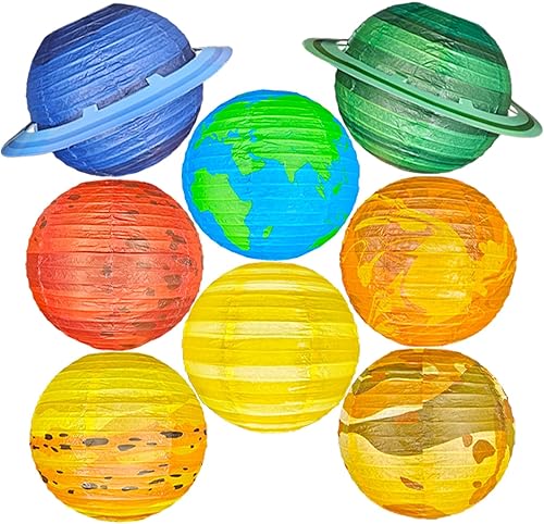 Linternas de papel de 8 planetas de 10 pulgadas del sistema solar, planetas colgantes, planeta espacial, decoración para aula, fiesta de cumpleaños