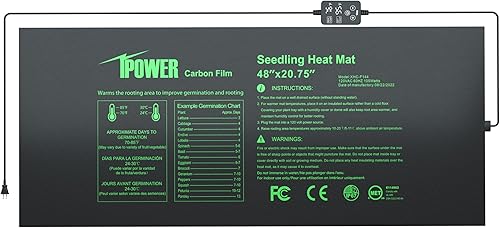 iPower Tapete de calor para plantas con controlador de temperatura digital dual, almohadilla térmica certificada MET, 48 x 20.75 pulgadas, color