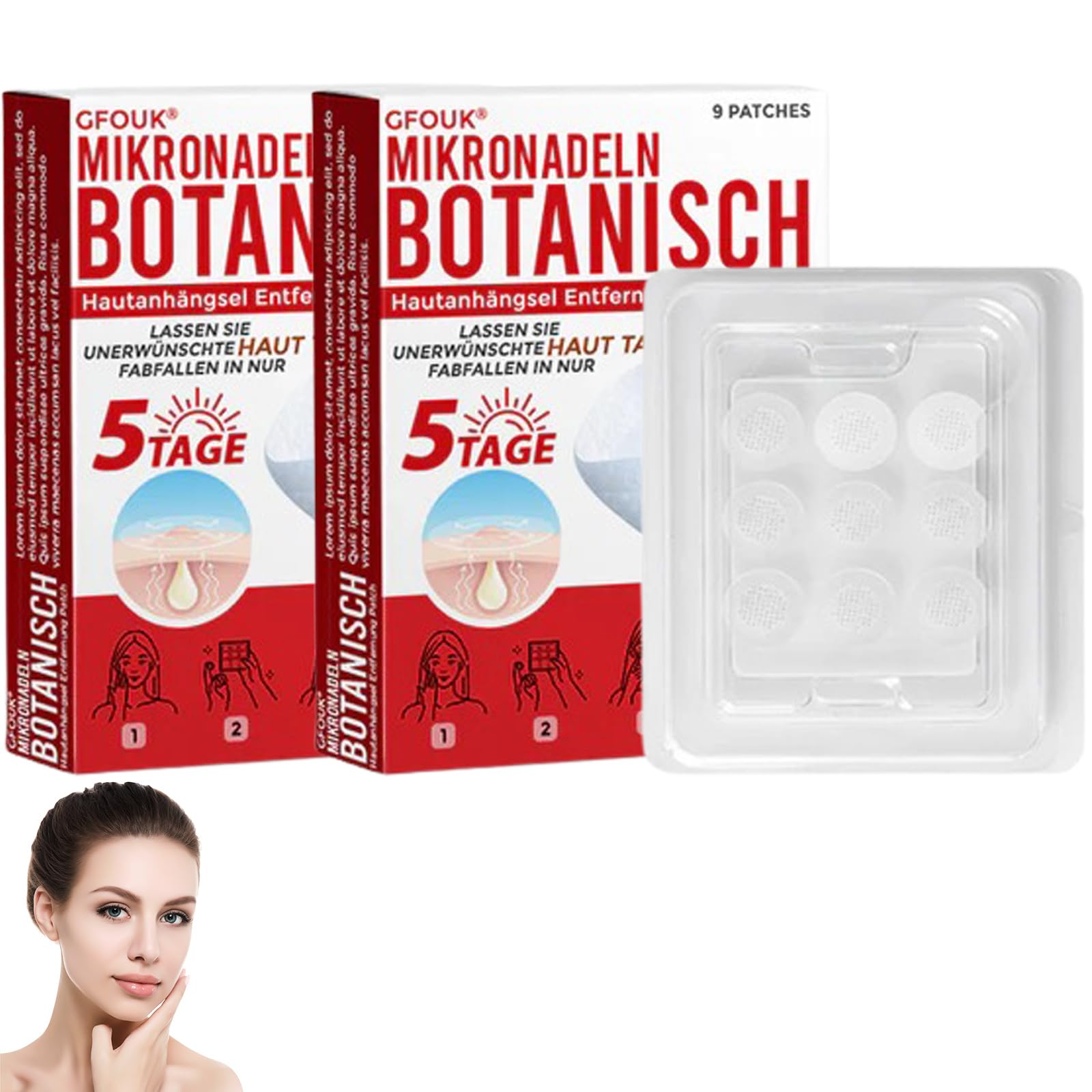 GFOUK Mikronadeln Botanisch Hautanhängsel Entfernen Patch, GFOUK Microdarts Tag'Gone Hautpflaster zur Skin-Tag-Entfernung, Micro Pickelpflaster, Anti-Akne-Pflaster für alle Hauttypen (2)