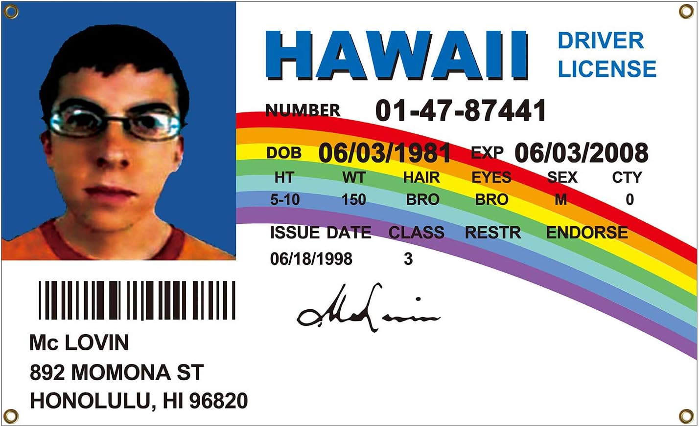McLovin ID Flag Fake Driver License Flag 3x5 Feet Banner