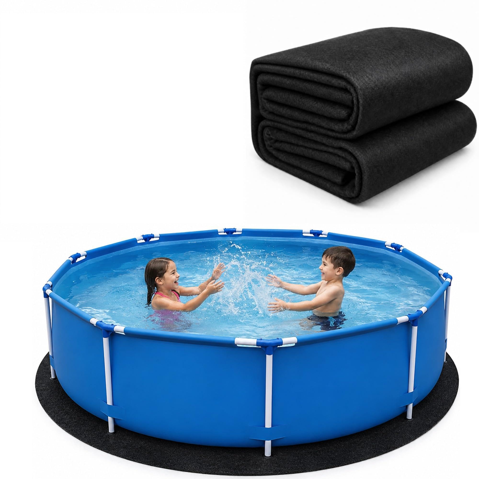 4m Rund Pool Unterlage Outdoor - Premium Filz Bodenschutzmatte für Whirlpools & Aufstellpools, rutschfeste & wasserdichte Poolmatte, Einfach Zuschneidbar, Wasserabsorbierend und Faltbar