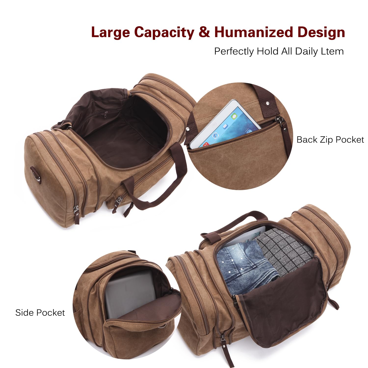 FANDARE Borsa da Sportiva Uomo/Donna Gym Borsa Tote da Viaggio Weekend Overnight Outdoor Camping Borsetta Boston Borsa a Tracolla Traspirante Tela Grigio