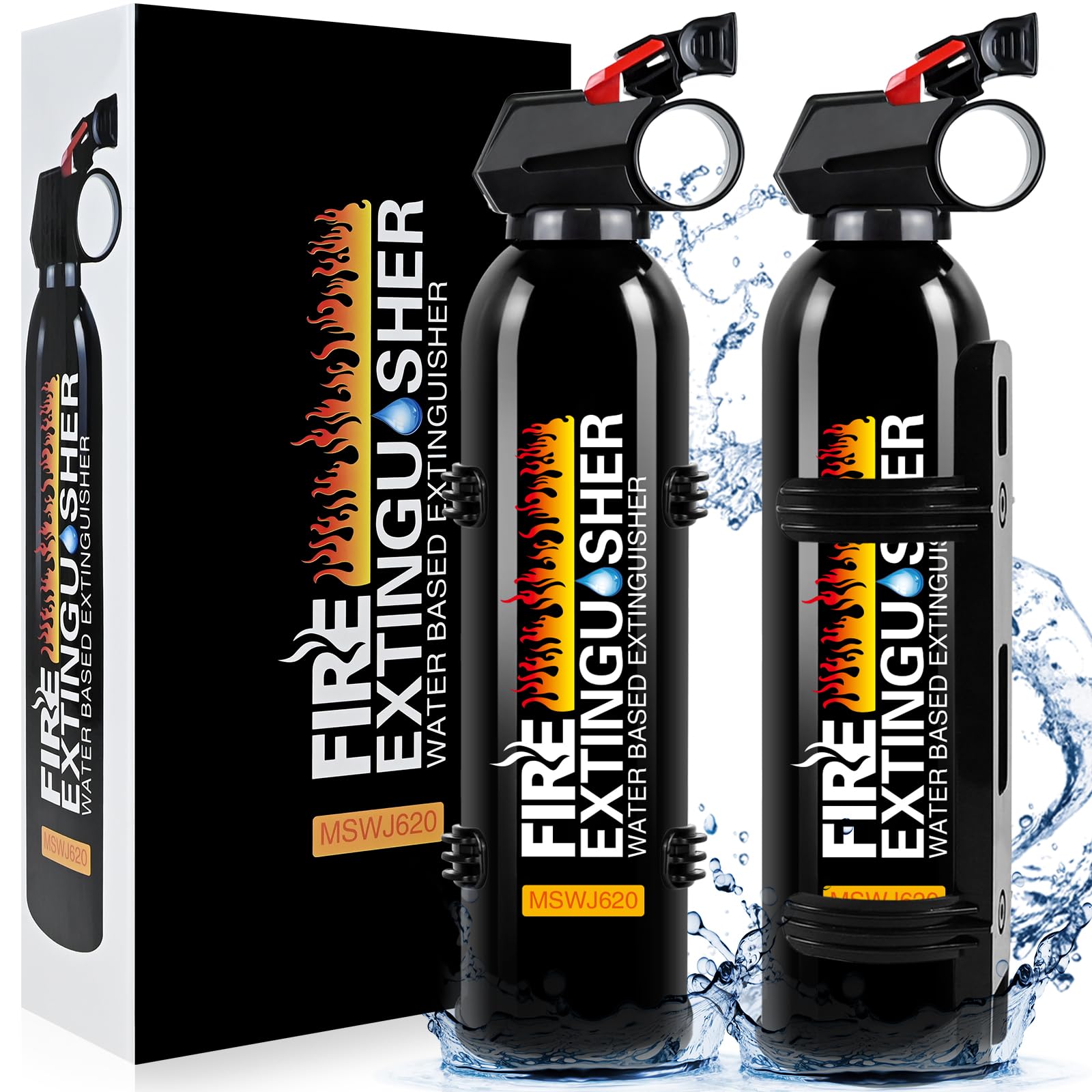 Fire Extinguisher for Home - Car Fire Extinguisher with Mount, Small A B C K Fire Extinguisher, Water-Based Fire Extinguishers for Car/House/Kitchen/Truck/Marine/Boat/Vehicle/utv/rv (2)