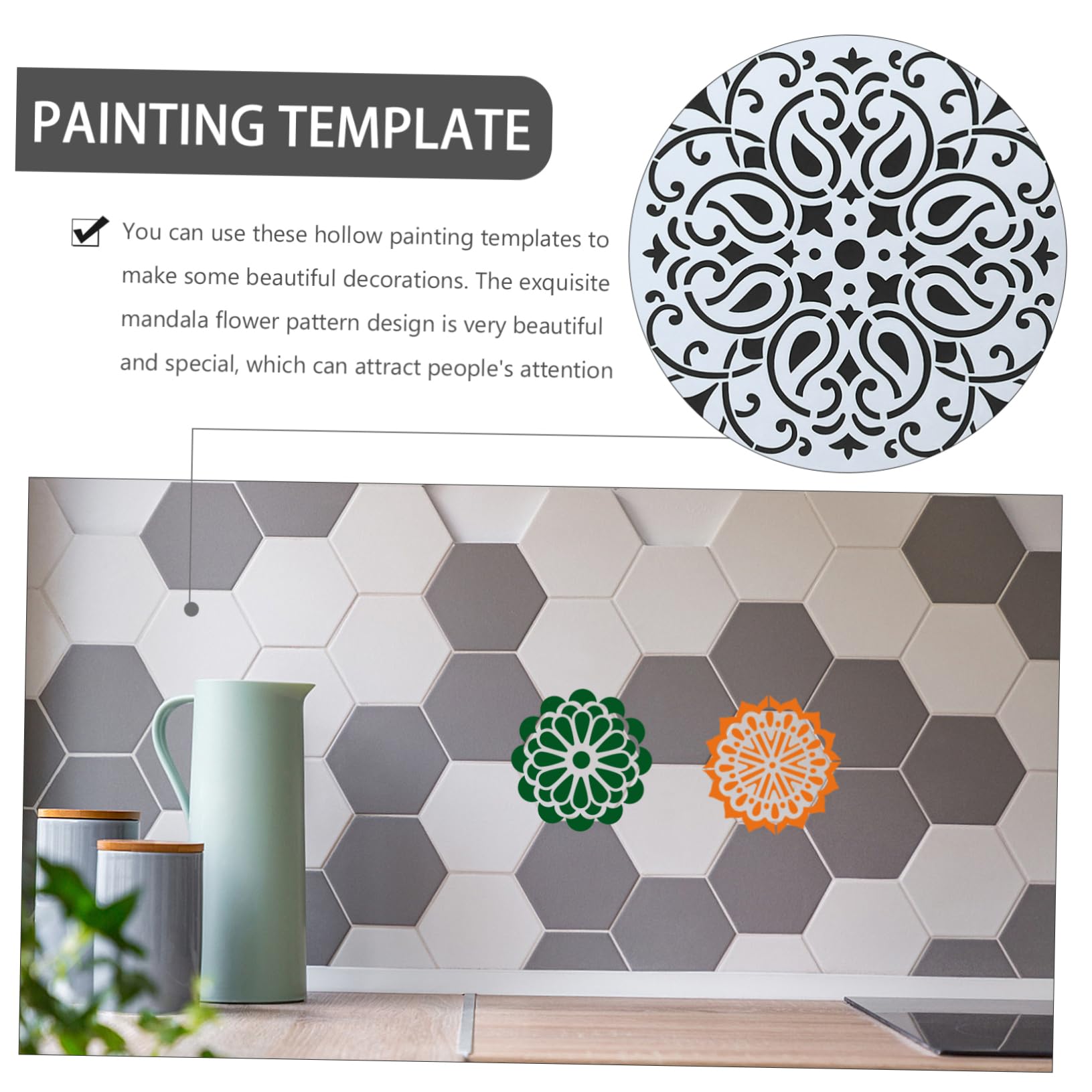 TEHAUX 48pezzi Stencil per Pittura Mandala Modelli Riutilizzabili per Creativi e Facili da Usare per Decorare Muri Pavimenti e Libri