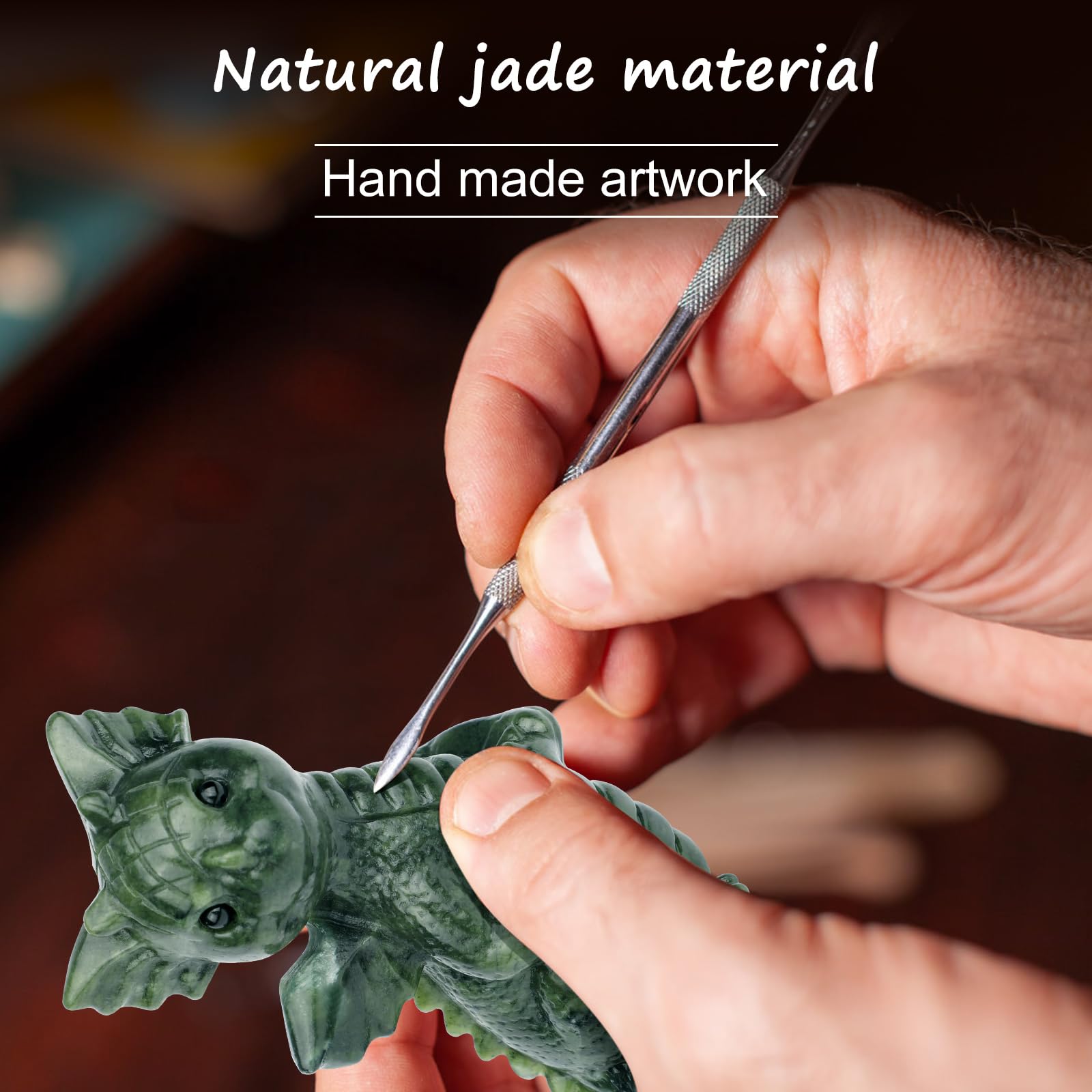 gemshan Drachenstatue – Jadedrache niedliche Statue, Figuren, kleine Kunsttier, Taschen-Tierfigur für Zuhause, Büro, Dekoration