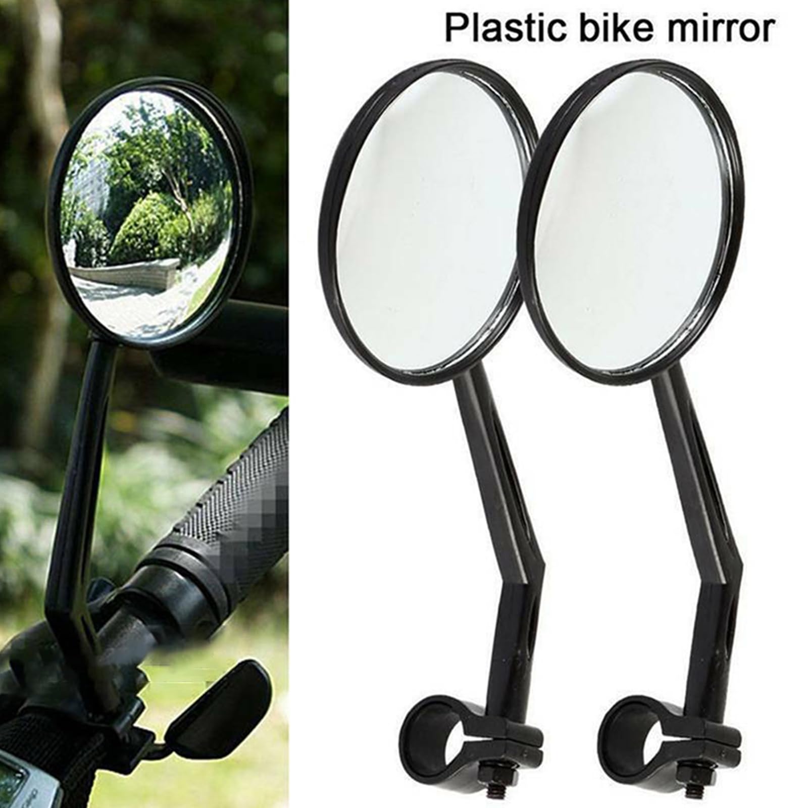 QIEIEI Universals Bicycles Glass Handlebar Rearview Glass 360Degree Adjustable Handlebar Glass for Bicycles Motorcycles