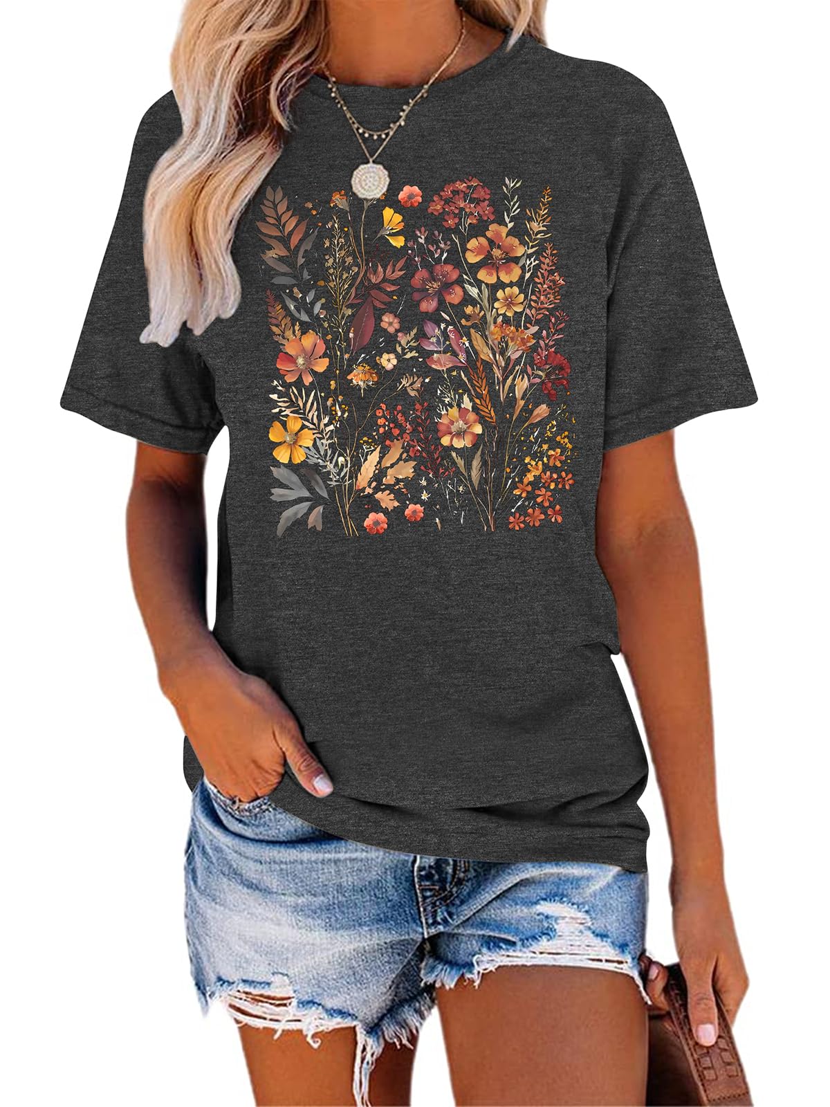 TAKEYAL Women Los Angeles Graphic T Shirts California Letter Print Short Sleeve Tee Loose Casual Tops