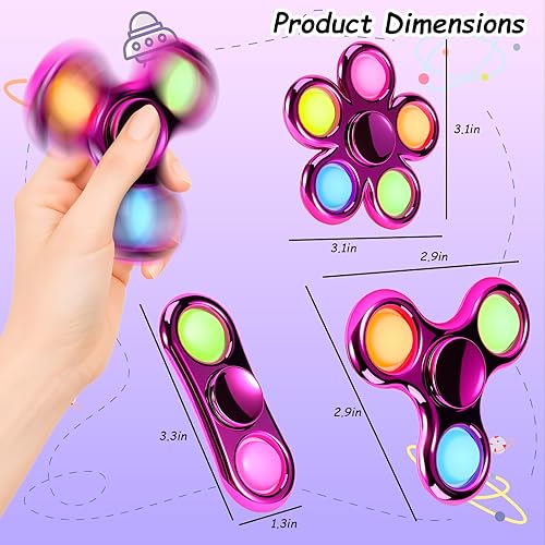 Miniatura 3 de FIGROL Paquete de 3 juguetes giratorios para ansiedad con burbujas para presionar, juguete giratorio de mano de plástico con aspecto de metal,