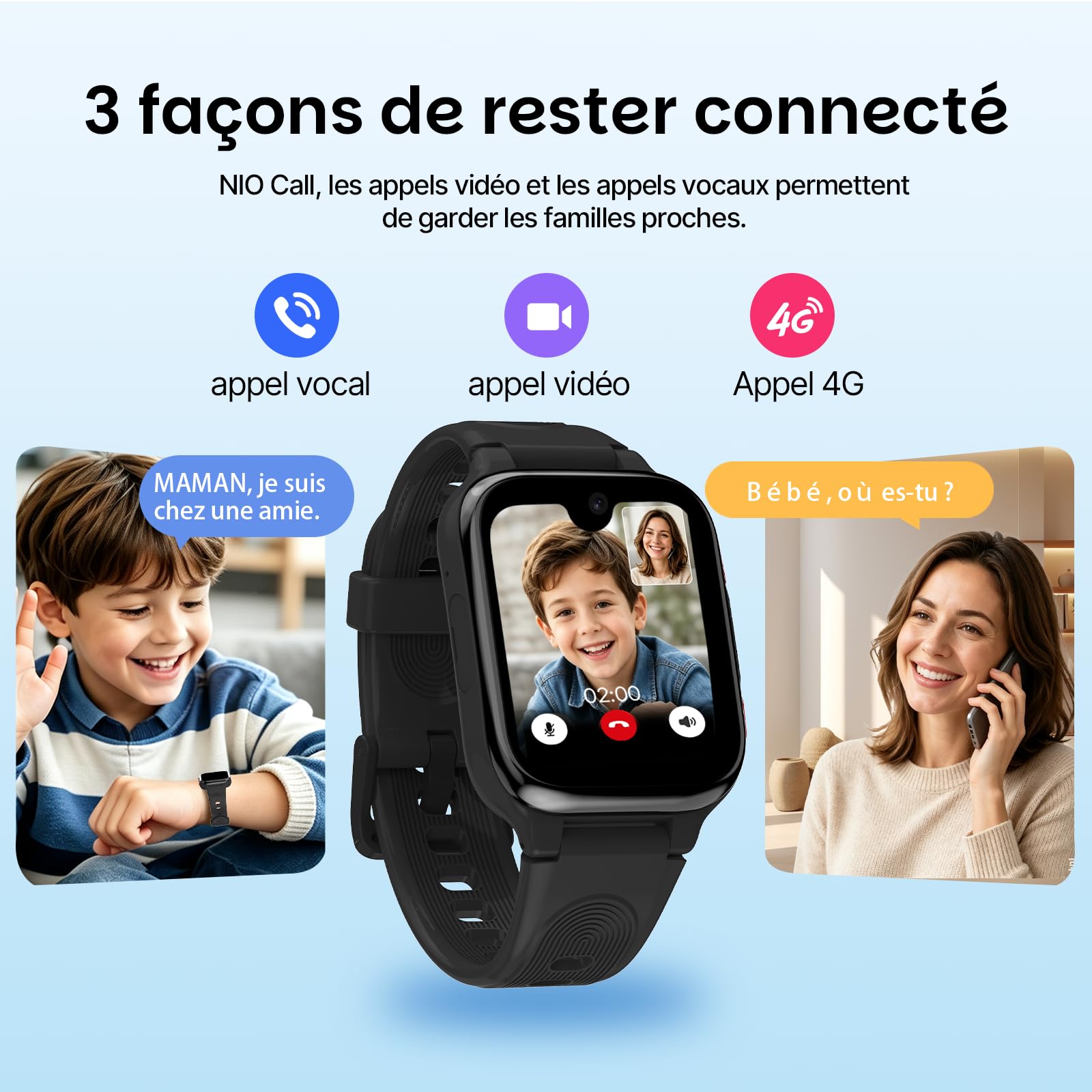 K9 Kid Smartwatch AI avec GPS et téléphone, 1.78'' AMOLED 4G pour Enfants avec Appel vidéo, réveil, Mode école, IP68 étanche Smartwatch pour Enfants pour Adolescents à partir de 6 Ans