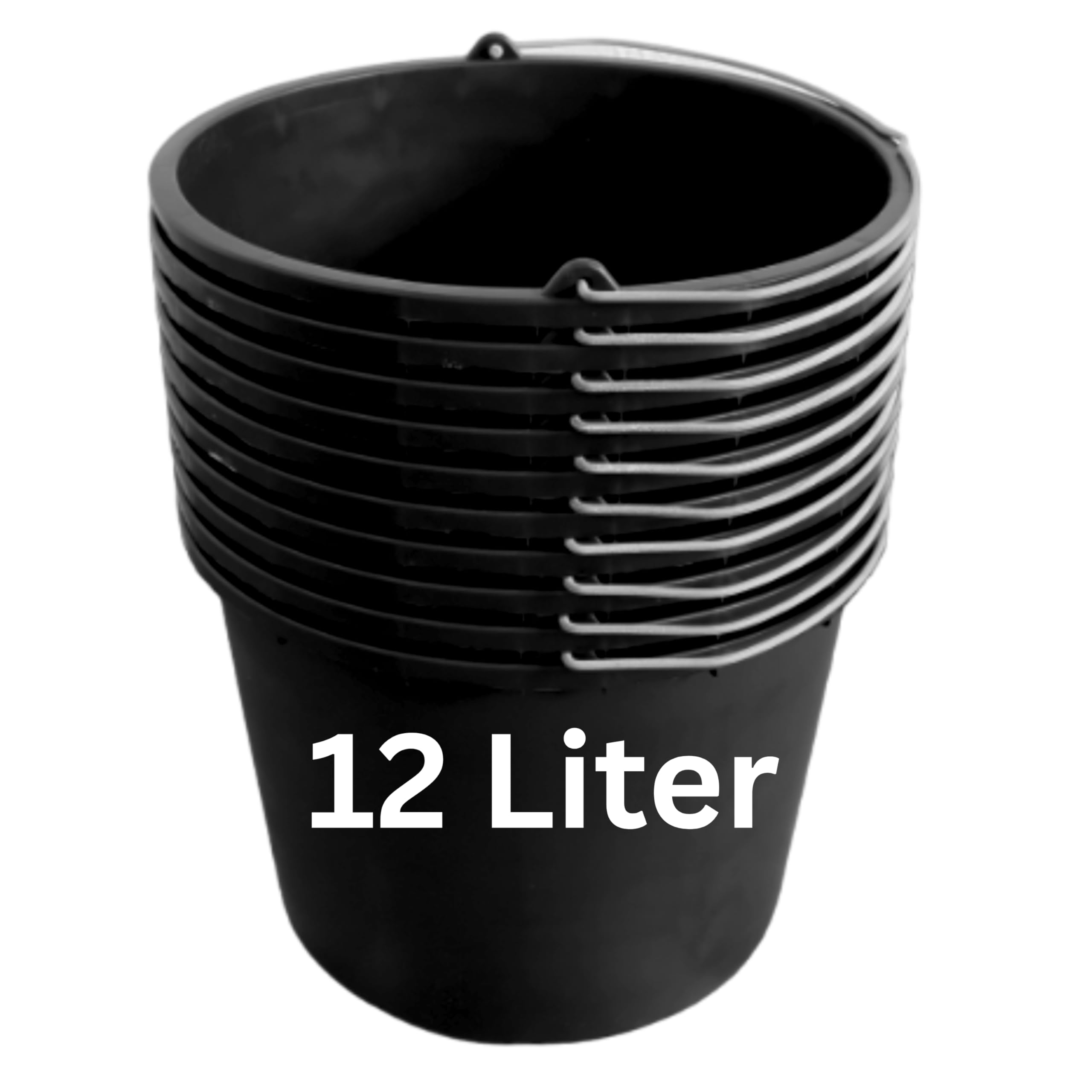 ViD® Lot de 5 seaux à mortier/béton de 12 litres - Diamètre : 30 x 23 cm - Seau de Nettoyage/seaux à Ciment/de Construction