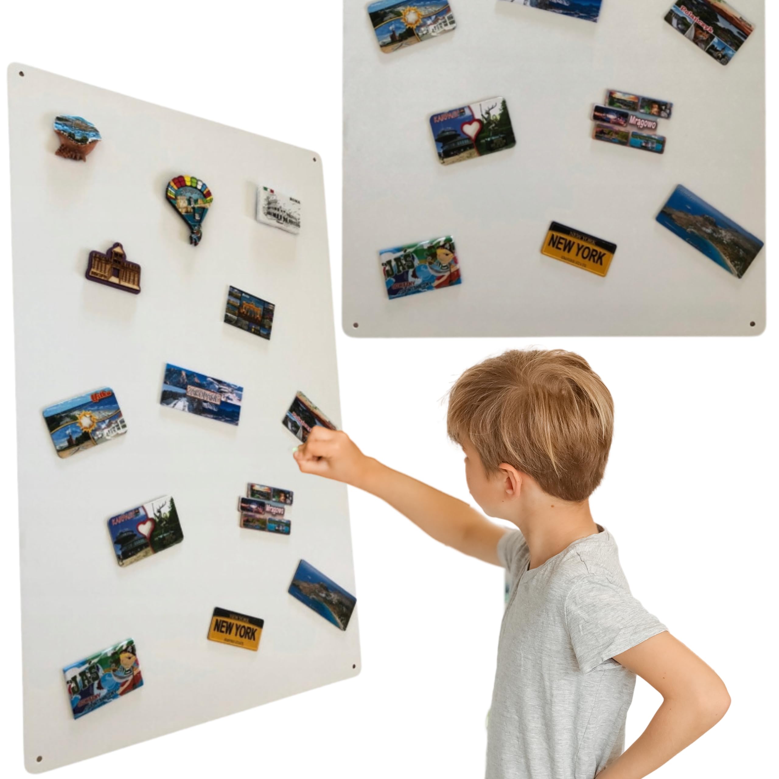 Magnettafel Magnetwand Weiß 80x50 cm Memotafel aus Edelstahl Fotowand für Urlaubs Magnete Magnetisch Tafel Metalltafel für Wohnung Büro Küche