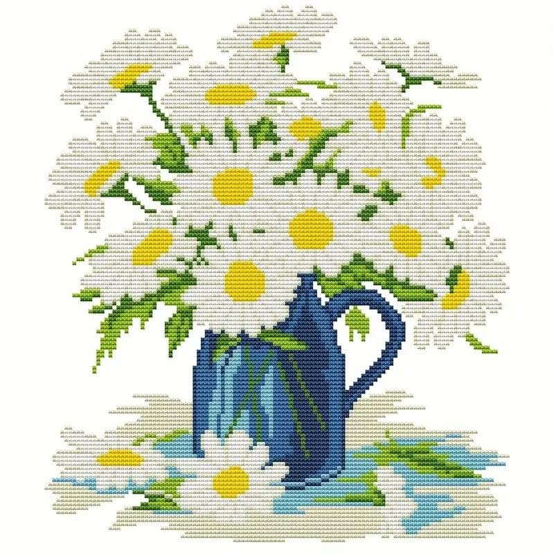 HKLIOPU Cross Stitch Kits for Adults-Daisy,11CT Printed Cross Stitch Kits,Stamped Embroidery Kits for Adults Wall Art Home Decoration 14x14Inch (LZ170) — image 1