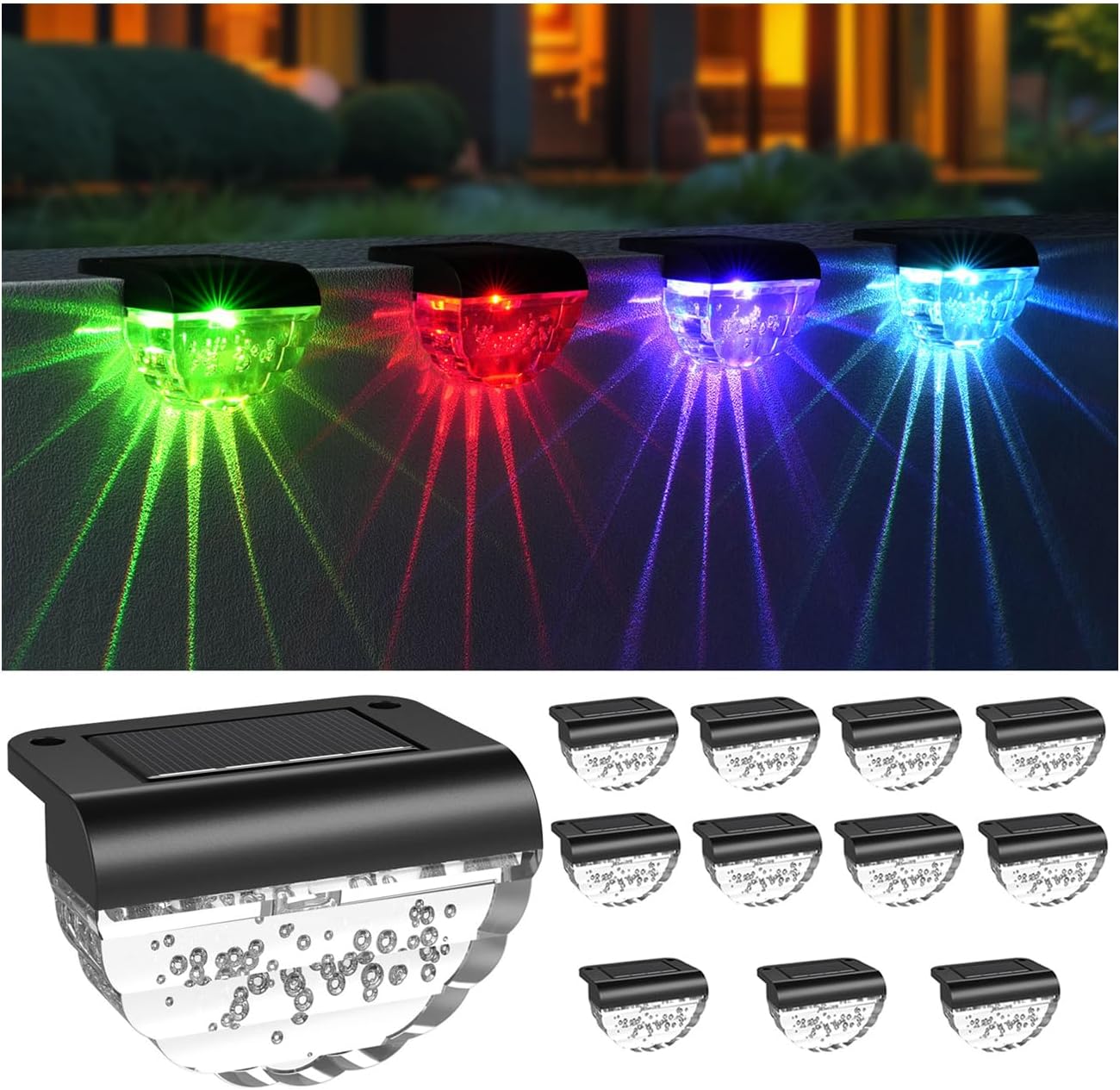 16 Pack Solar Deck Lights Outdoor, Solar Step Lights Waterproof for Outside, Yard, Patio, Garden, Pool, Railing, Stairs, Fence (Warm White)