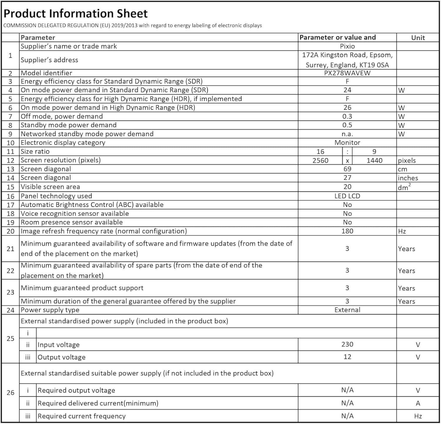 Pixio PX278 Wave White 27 inch 180Hz Refresh Rate Quad HD 1440p Resolution AMD FreeSync Fast IPS Panel 1ms GTG Response Time Built-in Speakers Gaming Monitor - Image 8