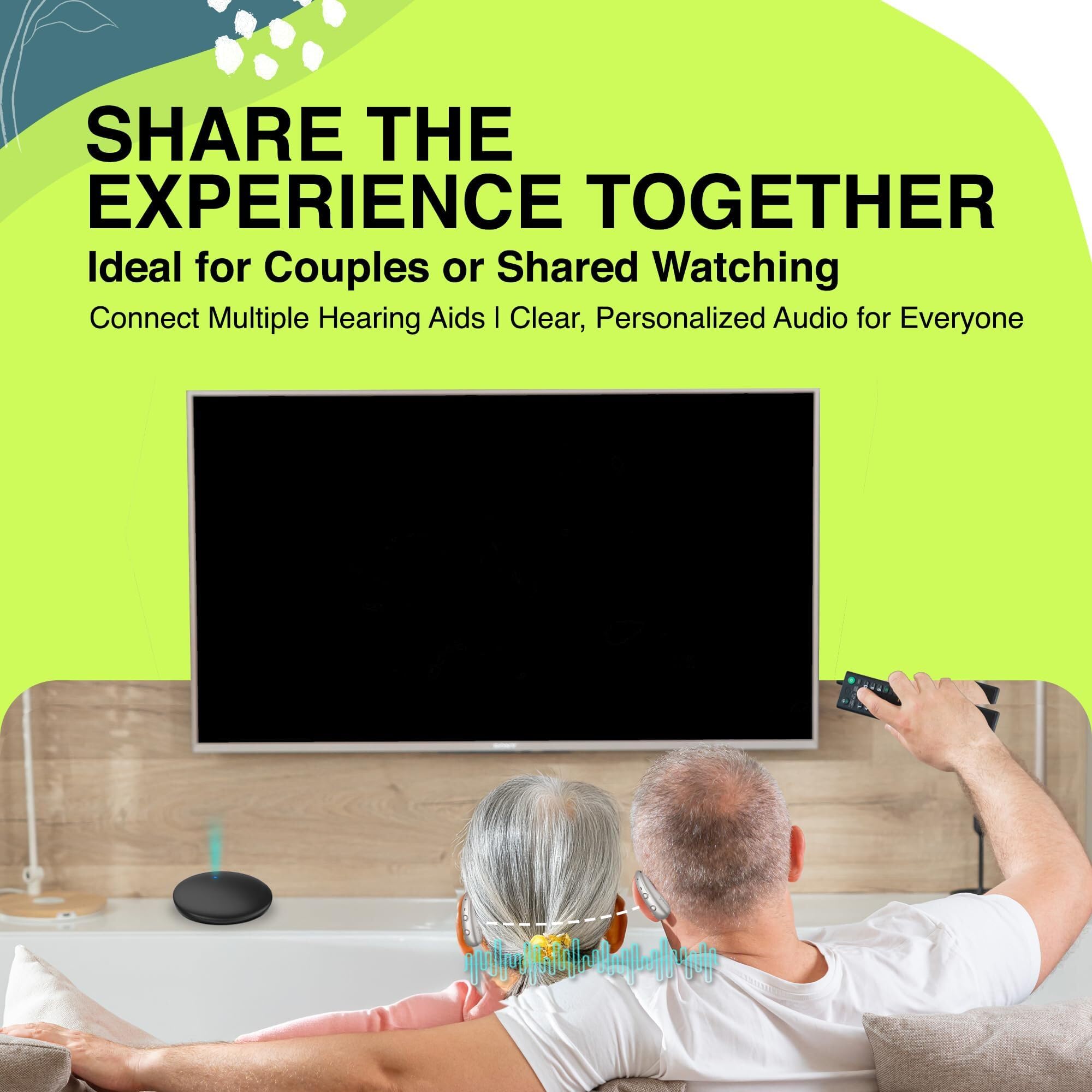 TV Streamer for Bluetooth Hearing Aids – Wireless Audio Transmitter with Digital Stereo, Easy Pairing, Optical & Analog Inputs, Supports Multiple Pairs